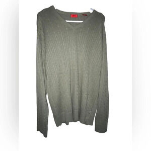 IZOD Long Sleeve Crew Neck Cable Knit Pullover Sweater Men’s Large Olive Green